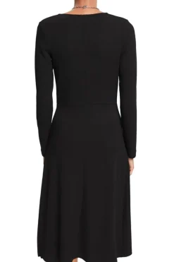 Esprit Midikleid mit V-Ausschnitt schwarz S23 112EE1E307