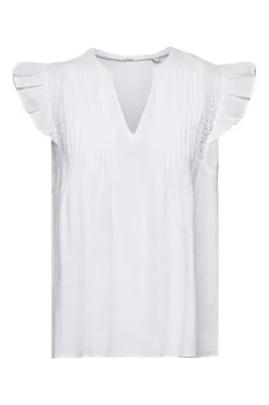 Esprit Ärmellose Bluse aus Swiss Dot, 100 % Baumwolle weiß S23 043EE1F306