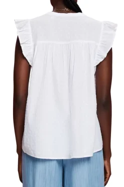 Esprit Ärmellose Bluse aus Swiss Dot, 100 % Baumwolle weiß S23 043EE1F306