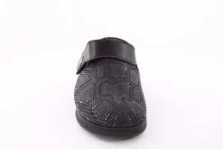 Fuß Bequem Damen Hausschuh Pantolette Klettverschluss Wechselfußbett schwarz S23 5027/9-48