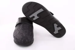 Fuß Bequem Damen Hausschuh Pantolette Klettverschluss Wechselfußbett schwarz S23 5027/9-48