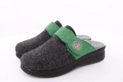 Fuß Bequem Damen Hausschuh Pantolette Wechselfußbett Klettverschluss grau S23 5027/01