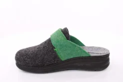 Fuß Bequem Damen Hausschuh Pantolette Wechselfußbett Klettverschluss grau S23 5027/01