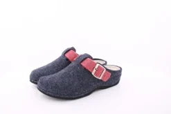 Fuß Bequem Damen Hausschuh Pantolette Zierschnalle blau S23 206/01
