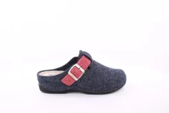 Fuß Bequem Damen Hausschuh Pantolette Zierschnalle blau S23 206/01