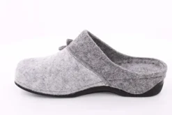 Fuß Bequem Damen Hausschuh Pantolette Blumen-Detail grün, grau S23 203/01