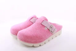 Fuß Bequem Damen Hausschuh Pantolette Zierschnalle rosa, blau S23 1100/01