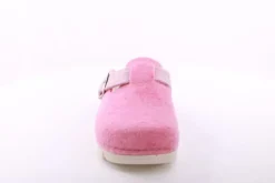 Fuß Bequem Damen Hausschuh Pantolette Zierschnalle rosa, blau S23 1100/01