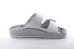 Fußbequem Damen Pantolette Leder weiß, blau S13 D1112