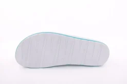 Fußbequem Damen Pantolette Leder weiß, blau S13 D1112
