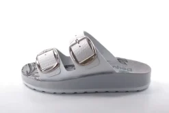Fußbequem Damen Pantolette Leder weiß, blau S13 D1112
