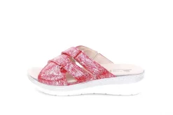 Fußbequem Damen Pantolette Wechselfußbett metallisch glänzend rot S213 5013