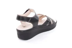 Fußbequem Damen Sandale Leder Wechselfußbett Klettverschluss schwarz S13 10301