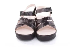 Fußbequem Damen Sandale Leder Wechselfußbett Klettverschluss schwarz S13 10301