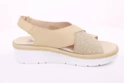 Fuß Bequem Damen Sandale Wechselfußbett Klettverschluss beige S14  10013