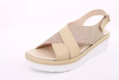 Fuß Bequem Damen Sandale Wechselfußbett Klettverschluss beige S14  10013