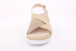 Fuß Bequem Damen Sandale Wechselfußbett Klettverschluss beige S14  10013