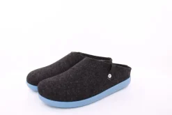 Fuß Bequem Herren Hausschuh Pantolette Wechselfußbett blau, schwarz S23 801/01