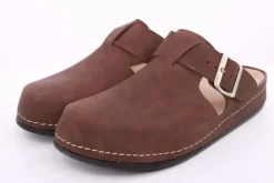Fuß Bequem Herren Pantolette Clog Leder Gelkissen braun S14 1013M