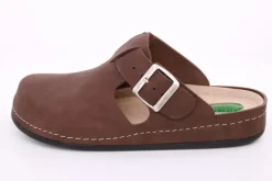 Fuß Bequem Herren Pantolette Clog Leder Gelkissen braun S14 1013M