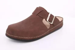 Fuß Bequem Herren Pantolette Clog Leder Gelkissen braun S14 1013M