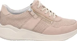 Jomos Damen Schnürhalbschuh Reißverschluss Leder BEIGE 810392