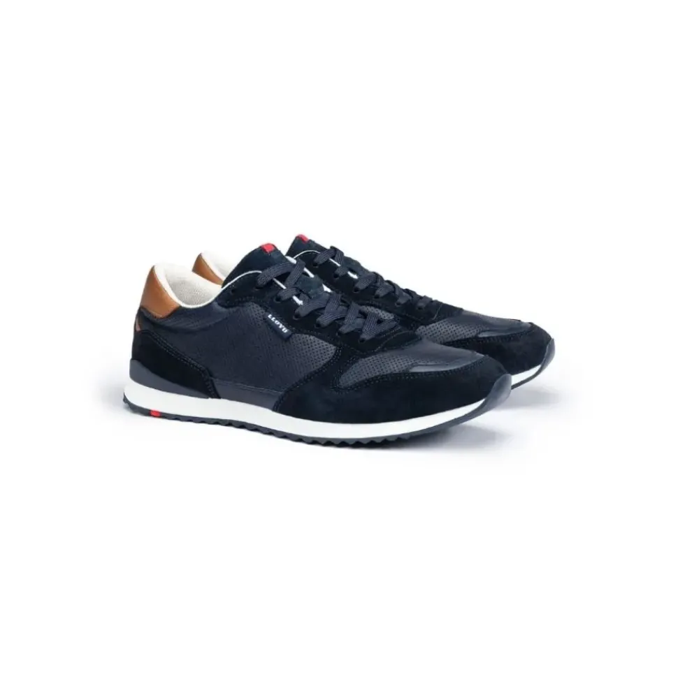 Lloyd Herren Sneaker EDMOND gelochtes Leder Variofootbed BLAU/BRAUN 14-414-18