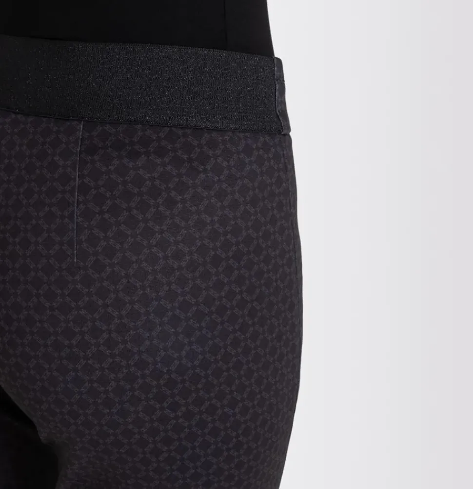 MAC JEANS EASY Smart Jersey- Hose Tunnelzug Ornament- Muster schwarz S23 0107L271000