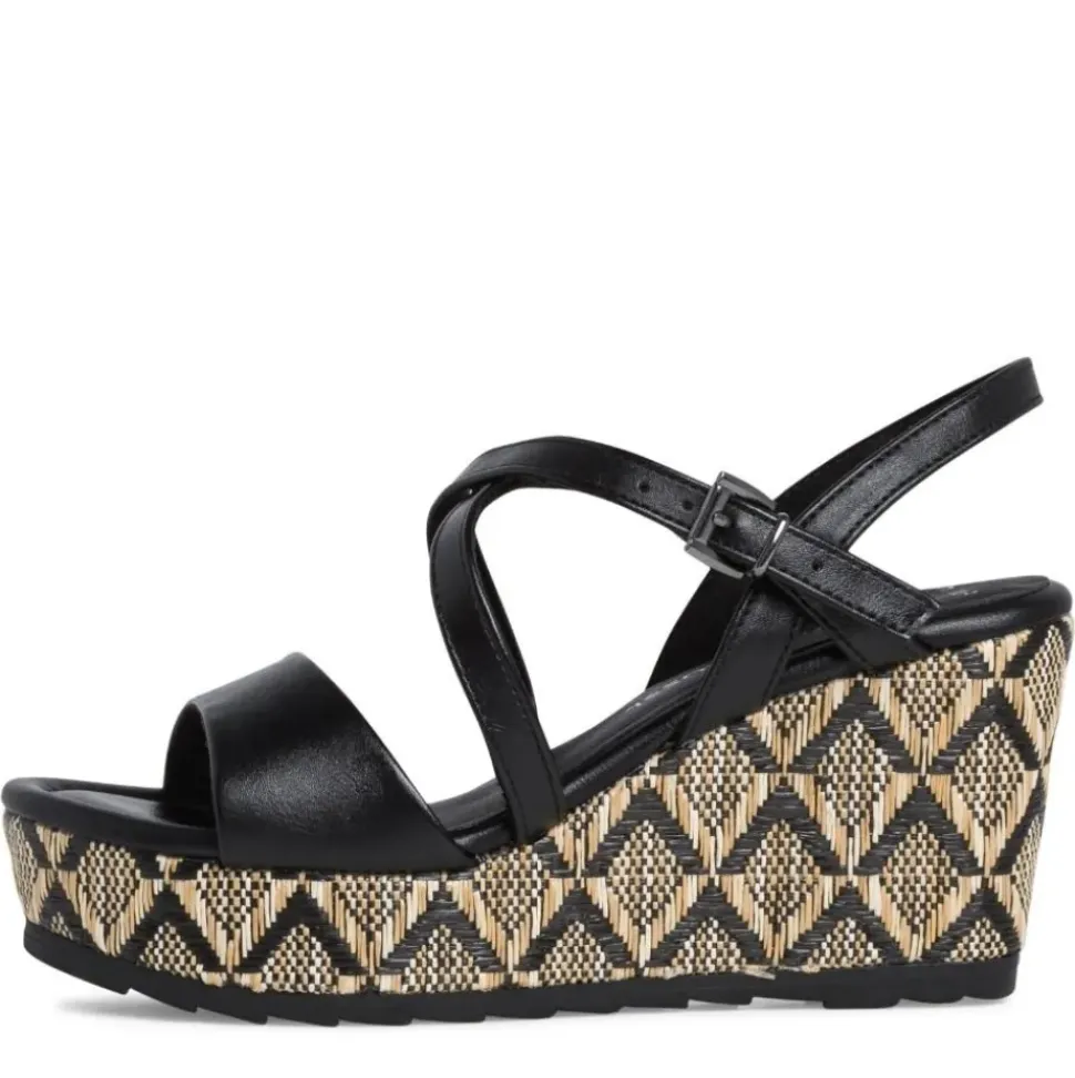 MARCO TOZZI Damen Sandalette Wedges Keilabsatz schwarz S12 2-2-28371-28