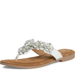 Marco Tozzi Zehentrenner Leder Blütenverzierung weiß S14 2-27111-42
