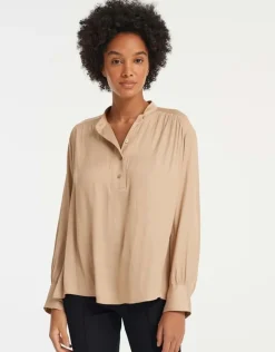 OPUS Bluse Fogeta schimmernd weite Silhouette beige S22 1012439415147