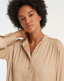 OPUS Bluse Fogeta schimmernd weite Silhouette beige S22 1012439415147