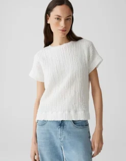 OPUS Blusentop SUNNSA loose im Material Mix cream/grün S15 10402012176100