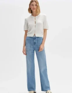 OPUS Flauschiger Cardigan DORLA Slim ECOVERO™ Viskose Mix weiß S14 10270412158254