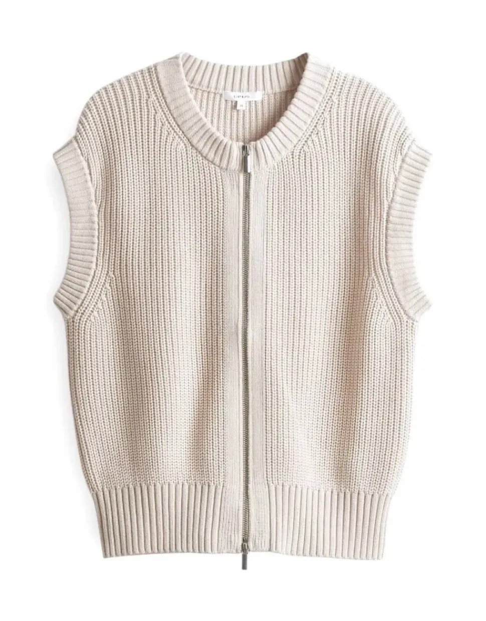 OPUS gerippte Strickweste DUFKA beige S15 10385012985315