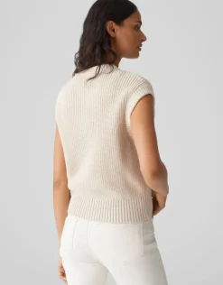 OPUS gerippte Strickweste DUFKA beige S15 10385012985315