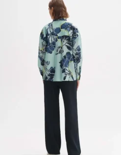 OPUS Hemdbluse FENLO BLOOM Oversize BCI Cotton blau S14 10157212062242