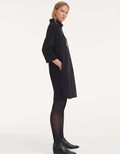 OPUS Jerseykleid Wameli Eingriffstaschen Turtleneck schwarz S21 248299443