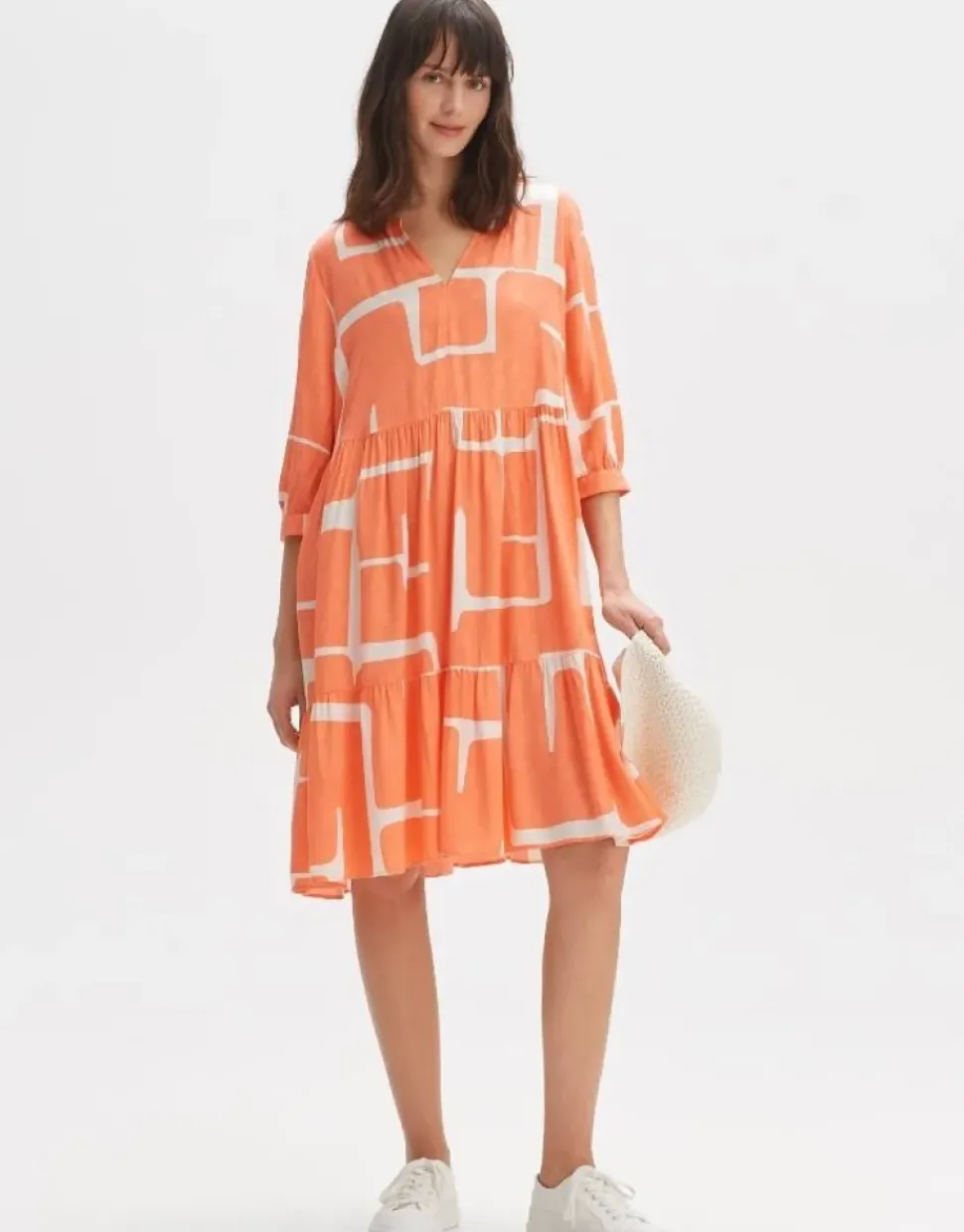 OPUS Kleid WULARI GRAPHIC A-Linie aus Viskose grün orange S14 10164812164100