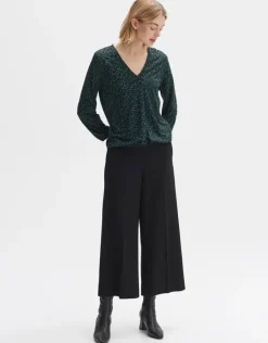 OPUS Langarmshirt Sannah splendid Allover- Druck Gummibund grün S23 10094011634100
