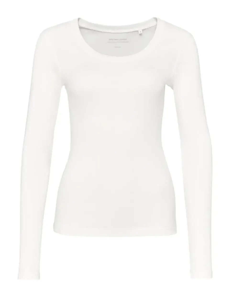 OPUS Langarmshirt Sorana Rundhalsausschnitt schmale Passform weiß, grau S22 236879343