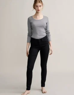 OPUS Langarmshirt Sorana Rundhalsausschnitt schmale Passform weiß, grau S22 236879343