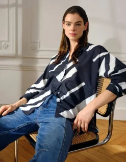 OPUS leichte Hemdbluse FENLO STRIPE blau S15 10157212974100