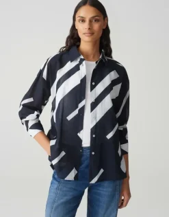 OPUS leichte Hemdbluse FENLO STRIPE blau S15 10157212974100