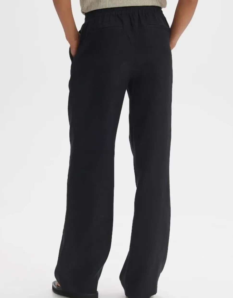 OPUS Leinenhose MAROU Wide Bundfalten schwarz S14 10178210671100