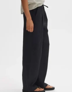 OPUS Leinenhose MAROU Wide Bundfalten schwarz S14 10178210671100