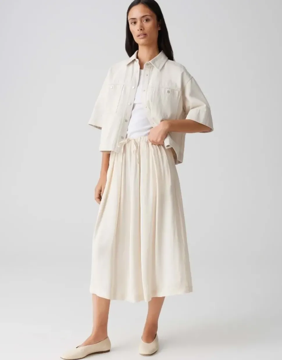 OPUS Midirock RONNA in luftig leichter A-Linie Creme S15 10400113071316