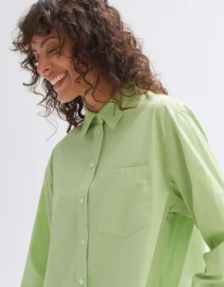 OPUS Oversize Bluse Fabino aus BCI Cotton grün S14 1024709323100