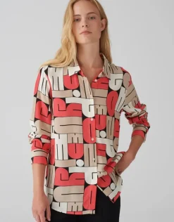 OPUS Printbluse FUMIRA Viskose rot S15 10348912719306