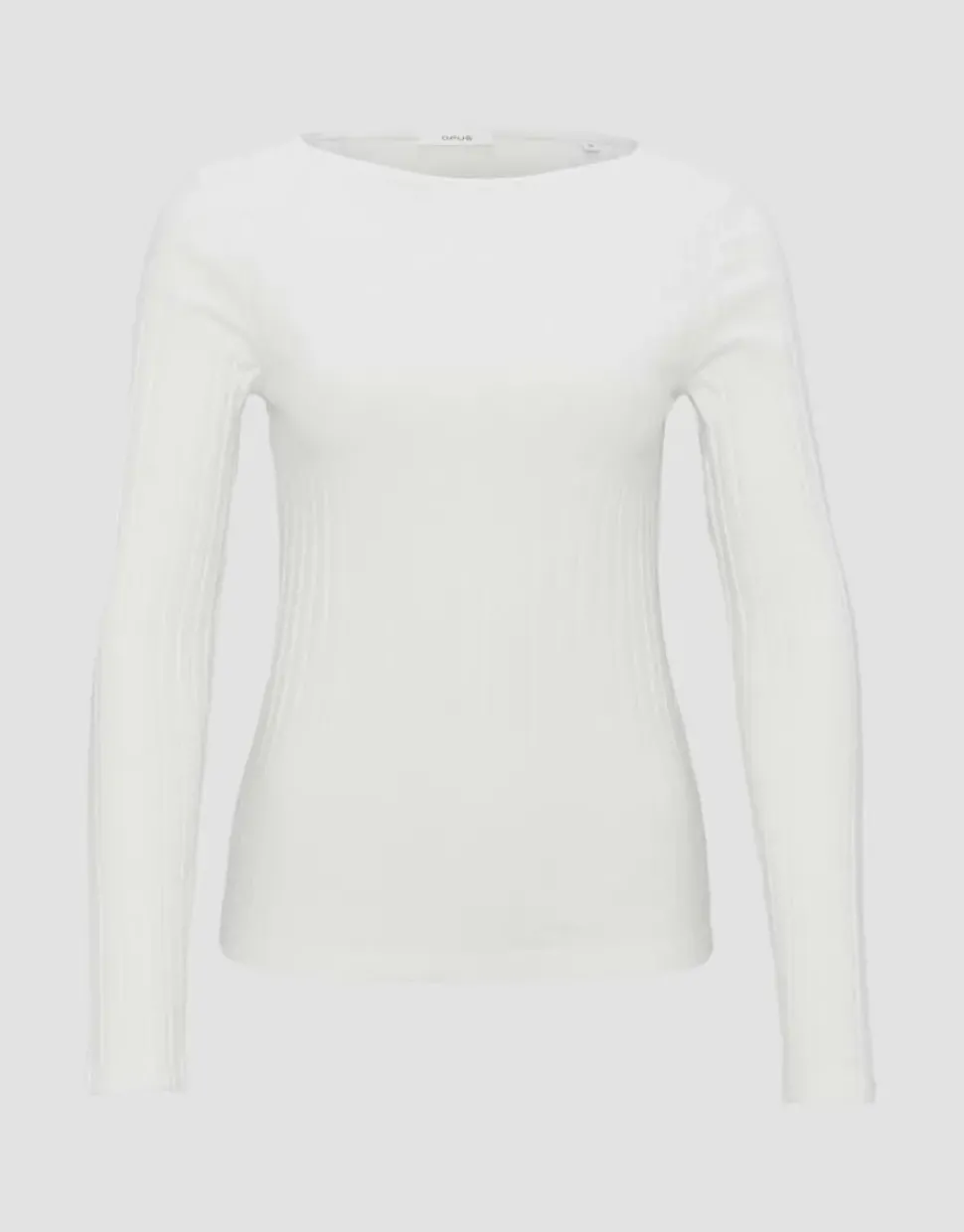 Opus Rippenshirt Sovke langarm weiß, grün S23 10144311105100